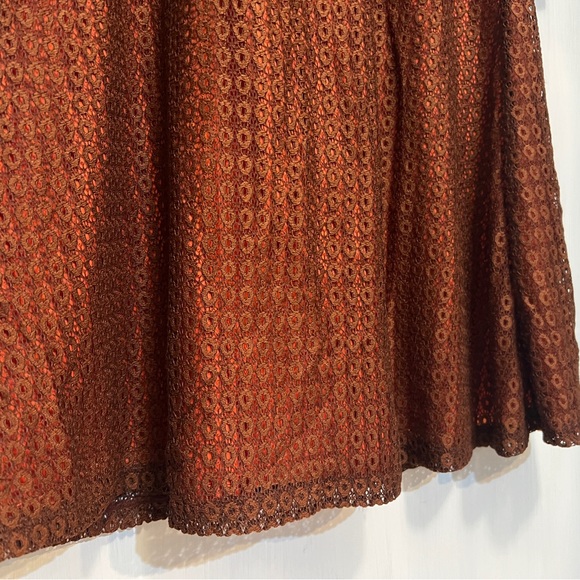 EBZA L AWESOME Cocktail dress Brown Lace Over Orange Keyhole Back, Hidden Zipper - Picture 5 of 15
